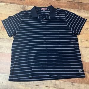 Vineyard Vines | Men's 100% Cotton Blue White Stripe Short Sleeve Polo Sz L